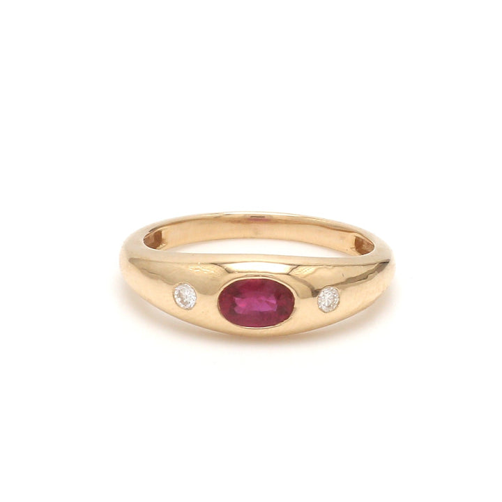 Ruby Oval Round Diamond Mini Chunky Ring - qivii