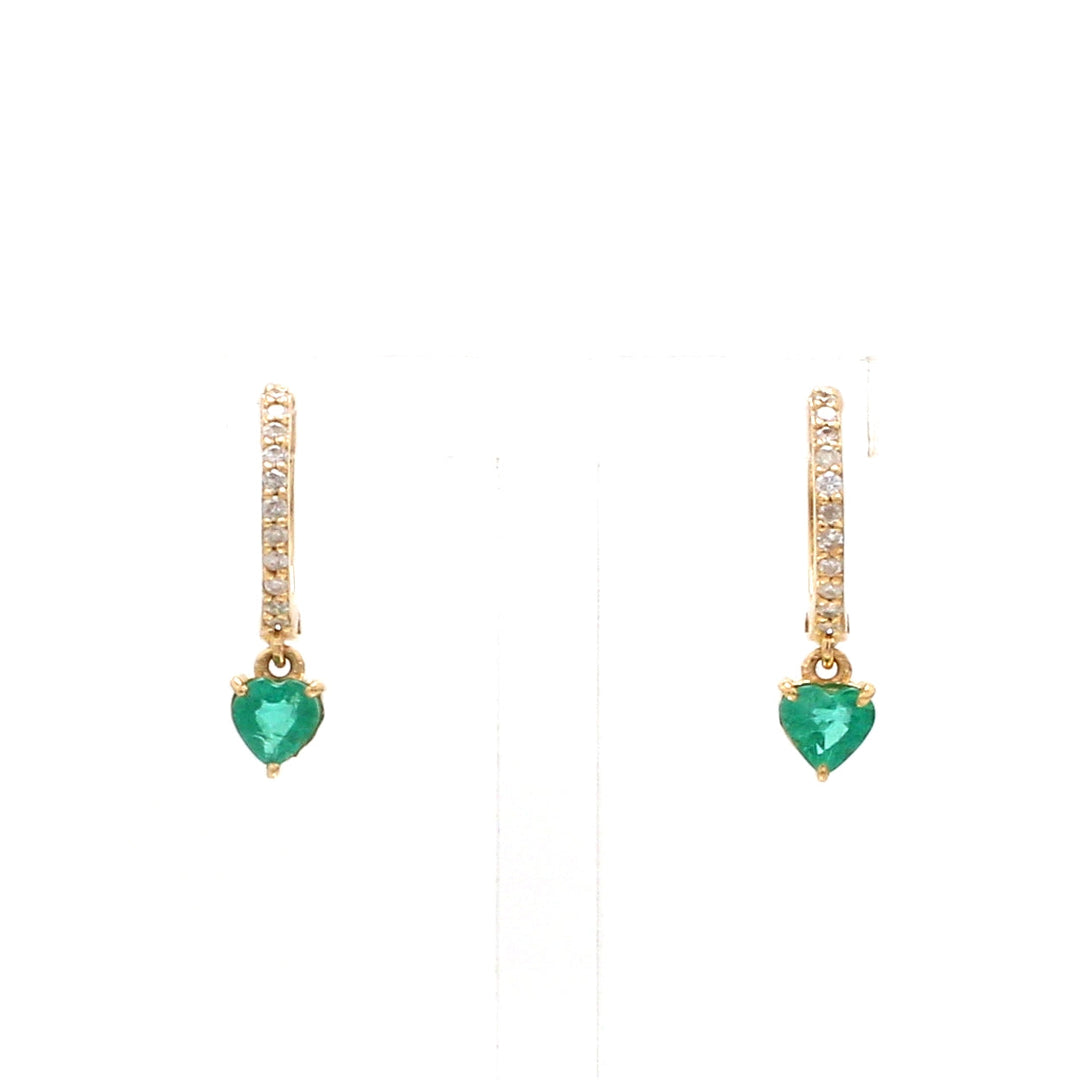 Emerald Heart Mini Huggies Earrings - qivii