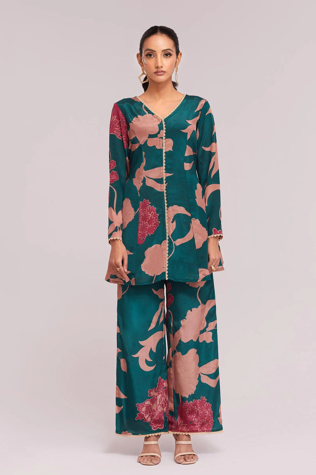 Teal Printed Co-ord Set - qivii