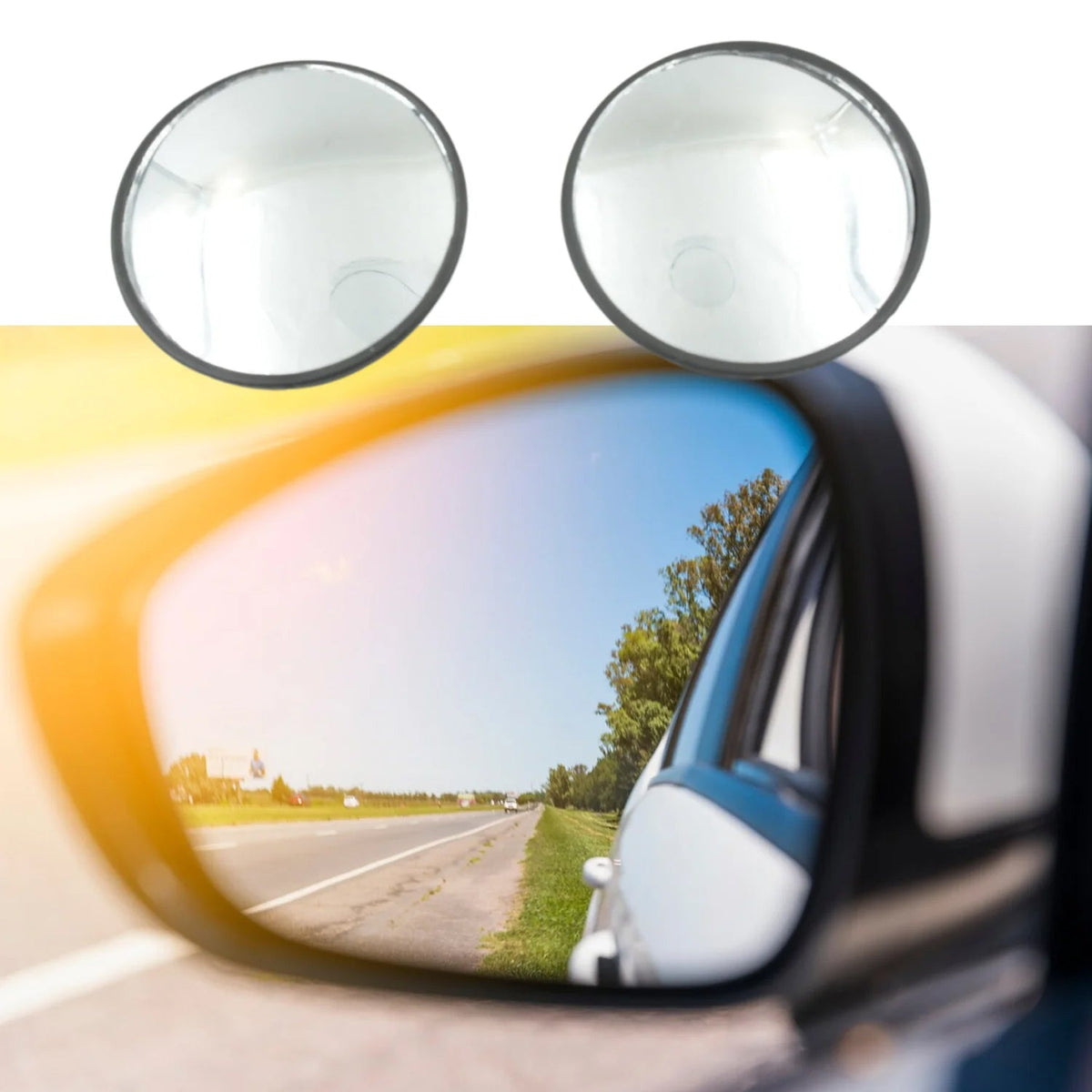 Car Blind Spot Mirror HD Glass – Round Convex Frameless Rear View Safety Mirror (Set of 2)