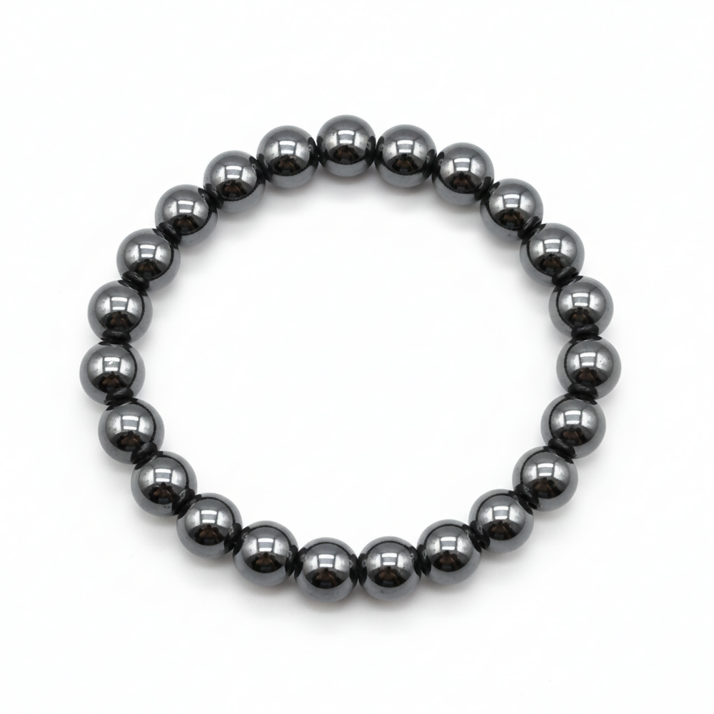 Natural Black Hematite Round Shape Beads Bracelet