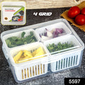 Fridge Storage Box – 4-Grid Vegetable Draining Crisper for Kitchen & Refrigerator