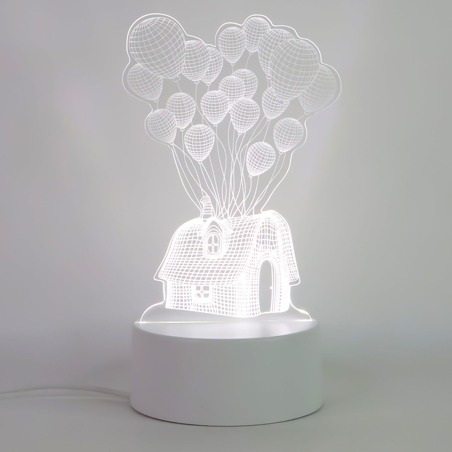 3D Illusion Table Lamp – House and Balloons LED Night Light