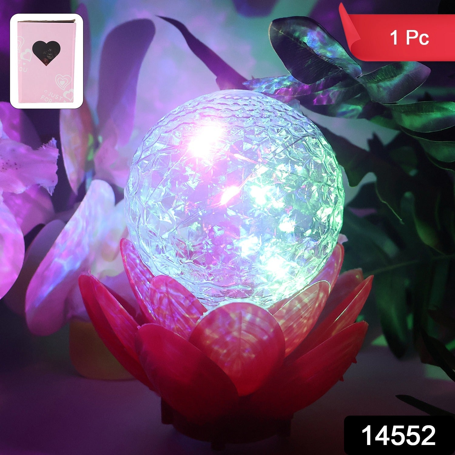 Crystal Ball Lotus Led Decorative Light (1 Pc)