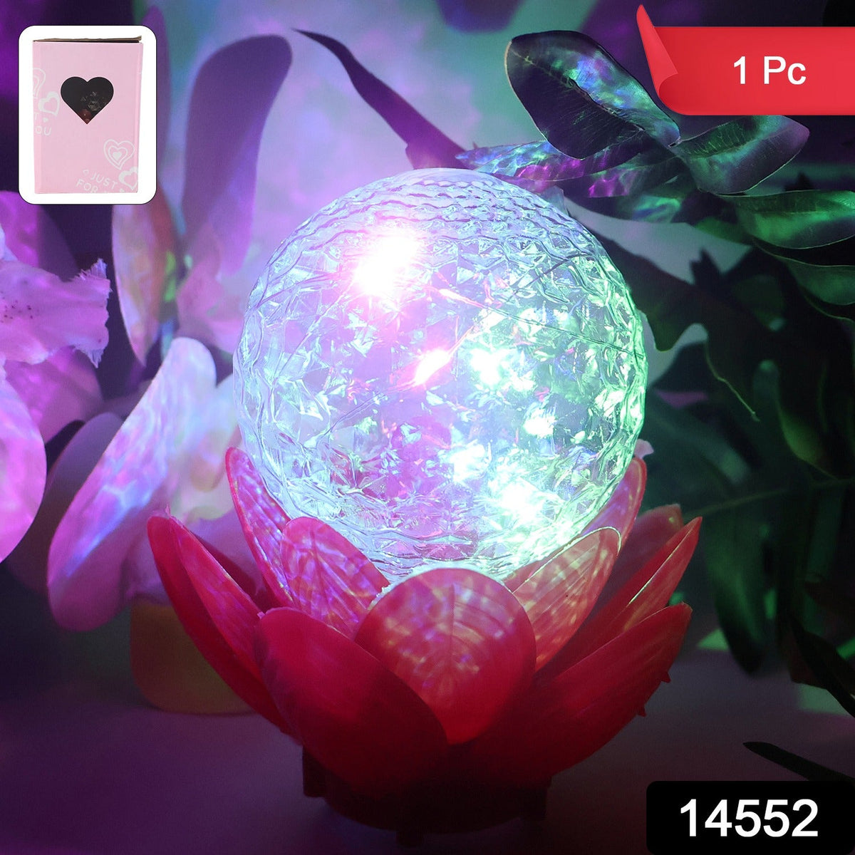 Crystal Ball Lotus Led Decorative Light (1 Pc)